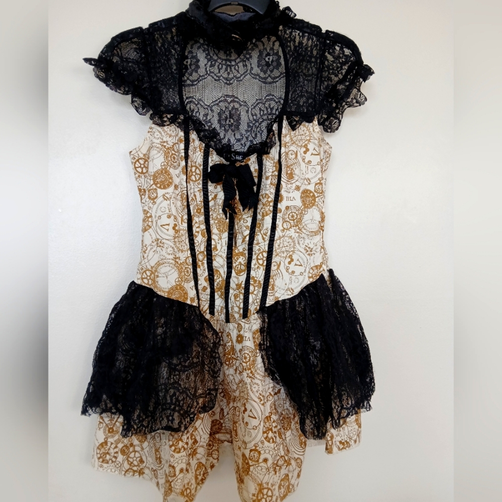 Lip Service Steampunk Lace Dress: M